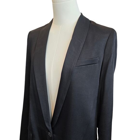 Women's Black Elegant Satin Blazer Sz. 4 - Picture 3 of 6